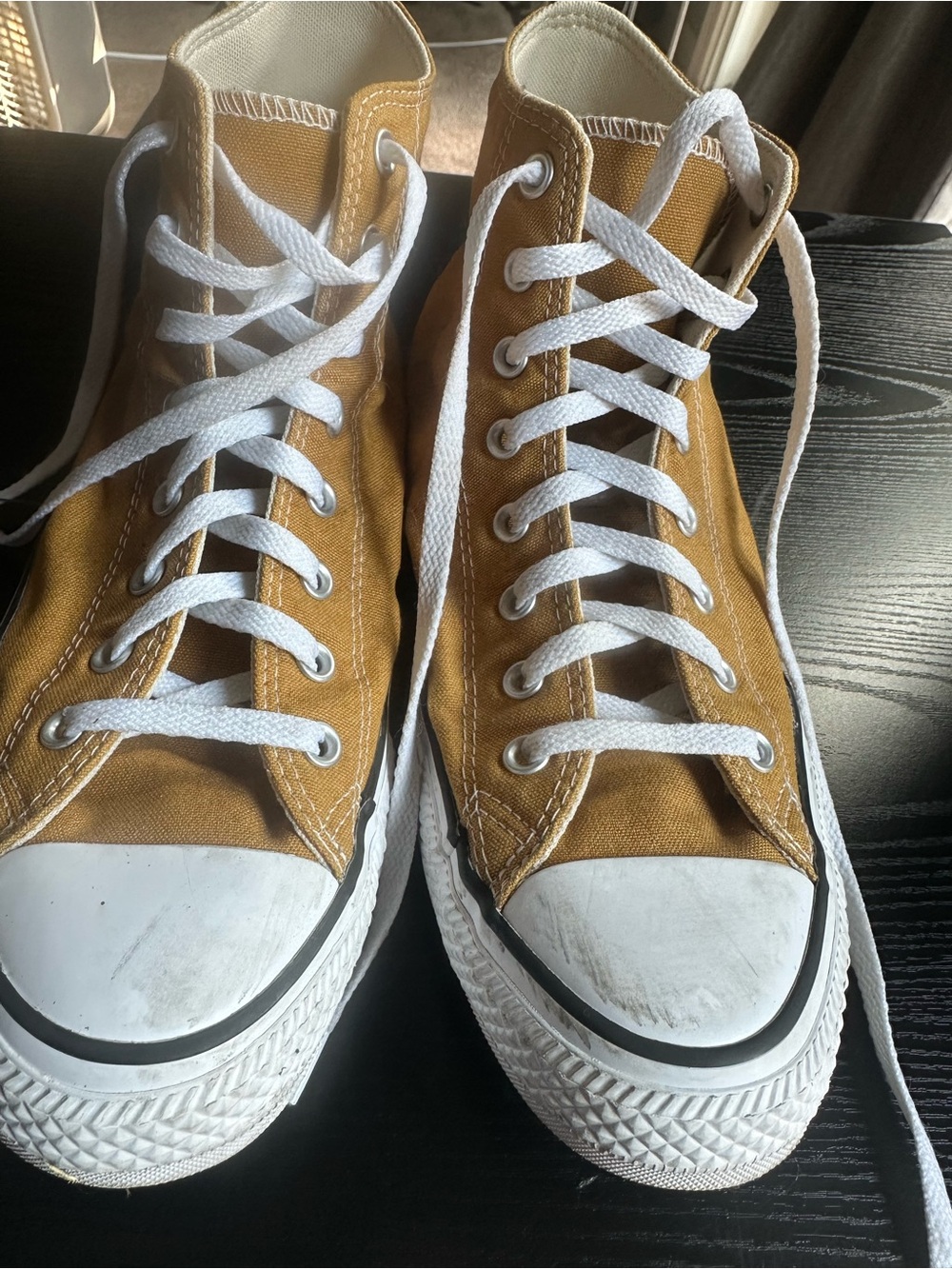 Converse High-Top Sneakers in Mustard Yellow with White Accents